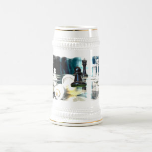 Schachzug-Bier Stein Bierglas