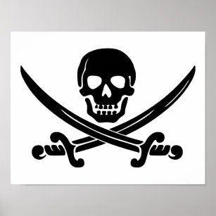 Schädel-307778 Schwerter überkreuzten schwarzen Ma Poster