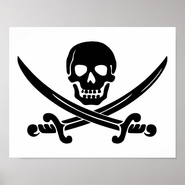 Schädel-307778 Schwerter überkreuzten schwarzen Ma Poster (Vorne)