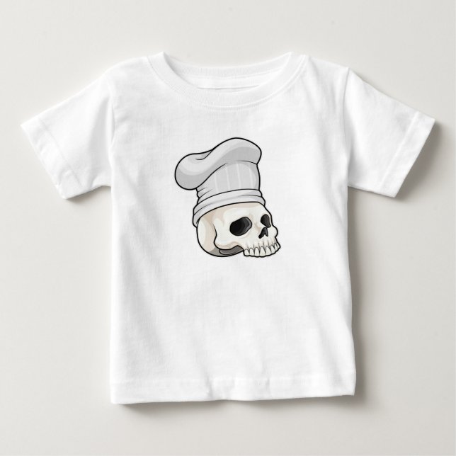 Schädel als Koch mit Koch Hut Baby T-shirt (Vorderseite)