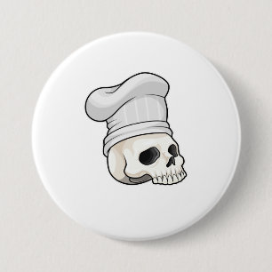 Schädel als Koch mit Koch Hut Button