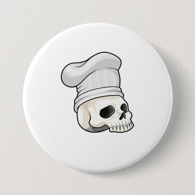 Schädel als Koch mit Koch Hut Button (Vorderseite)