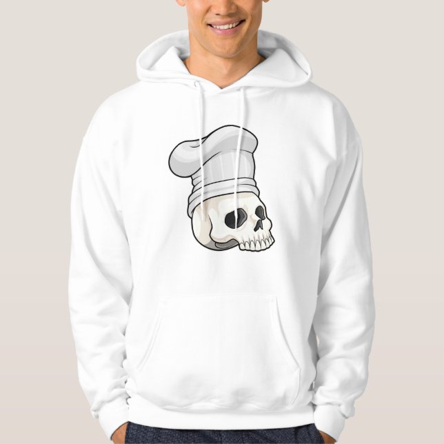 Schädel als Koch mit Koch Hut Hoodie (Vorderseite)