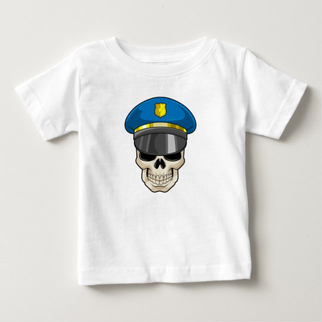 Schädel als Polizeibeamter mit Polizeihut Baby T-shirt (Vorderseite)