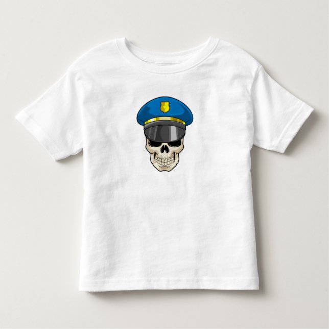 Schädel als Polizeibeamter mit Polizeihut Kleinkind T-shirt (Vorderseite)