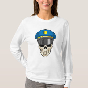 Schädel als Polizeibeamter mit Polizeihut T-Shirt