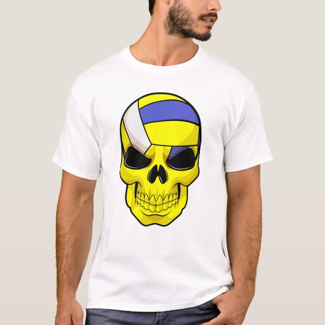 Schädel als Volleyballspieler mit Volleyball T-Shirt (Vorderseite)
