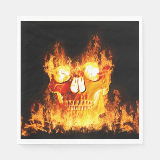Schädel am Feuer Serviette (Vorderseite)