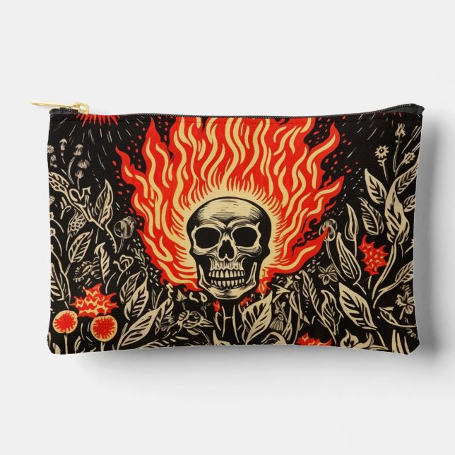 Schädel am Feuer Zubehörtasche (Vorderseite)