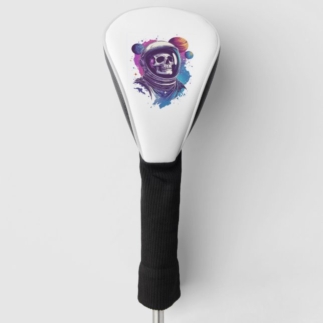 Schädel Astronaut Entdecker Golf Headcover (Vorderseite)