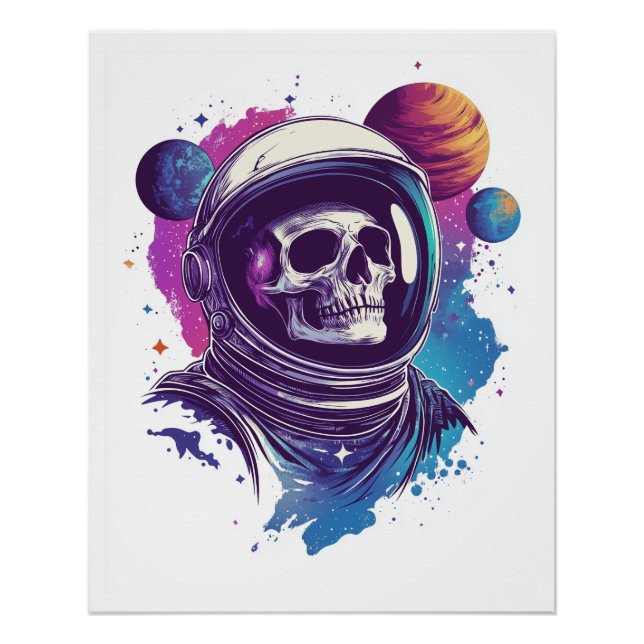 Schädel-Astronaut-Erforscher Poster (Vorderseite)