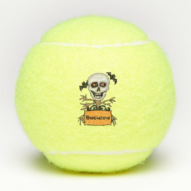Schädel auf Baumgrenzen Fliegende Fledermäuse Vors Tennisbälle (Vorderseite)