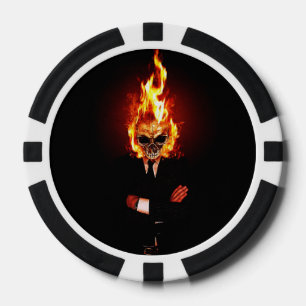 Schädel auf Feuer Pokerchips
