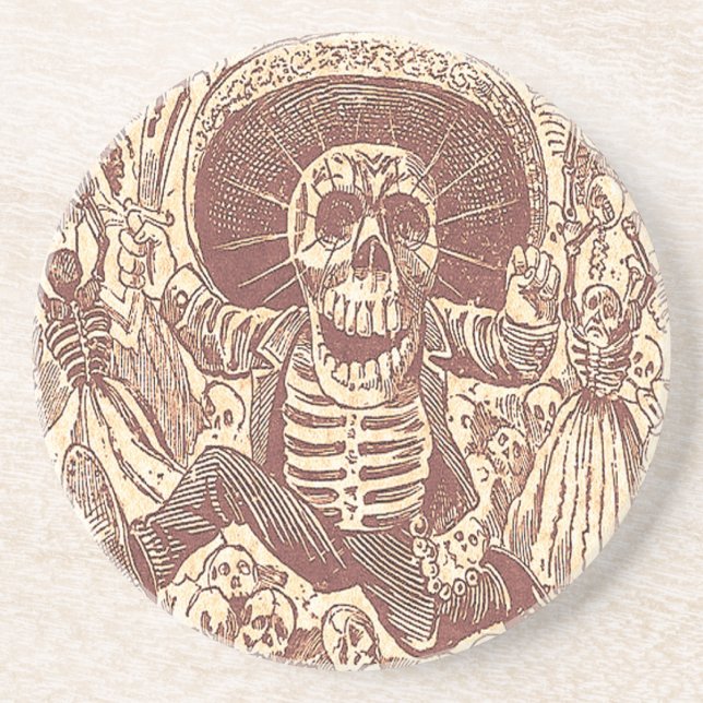 Schädel aus Oaxaca, La Calavera Oaxaqueña Sandstein Untersetzer (Vorne)