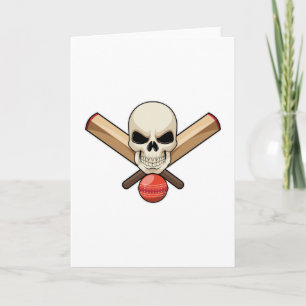 Schädel bei Cricket mit Cricket-Schläger Karte
