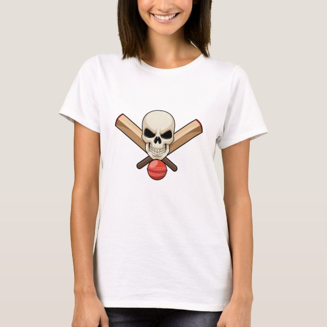 Schädel bei Cricket mit Cricket-Schläger T-Shirt (Vorderseite)