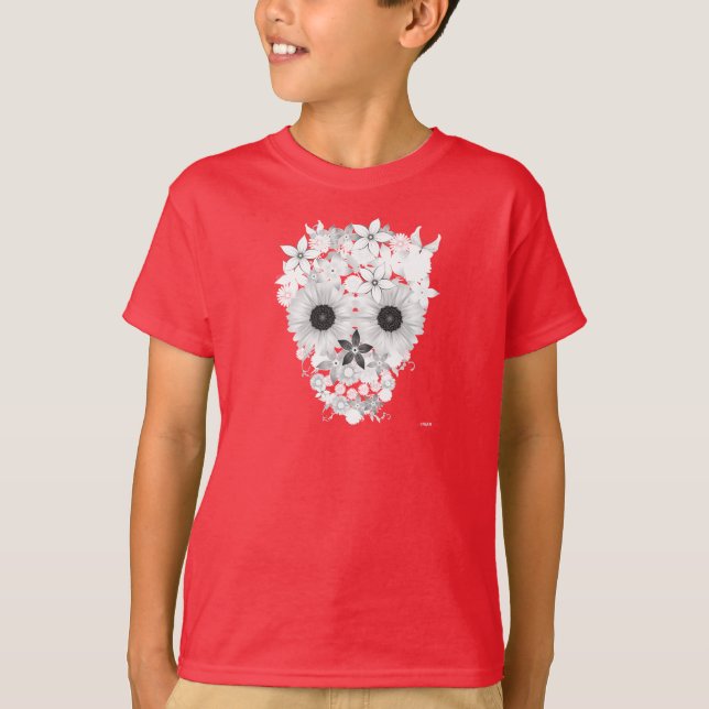 Schädel-Blumen T-Shirt (Vorderseite)