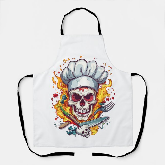 Schädel Chef Küchenmeister Schürze (Vorderseite)
