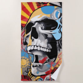 Schädel-Collage Street Art Illustration Strandtuch