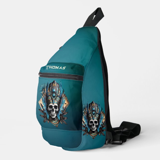 Schädel, der die mystische Aura verkörpert Crossbody Bag (Rechte Ecke)
