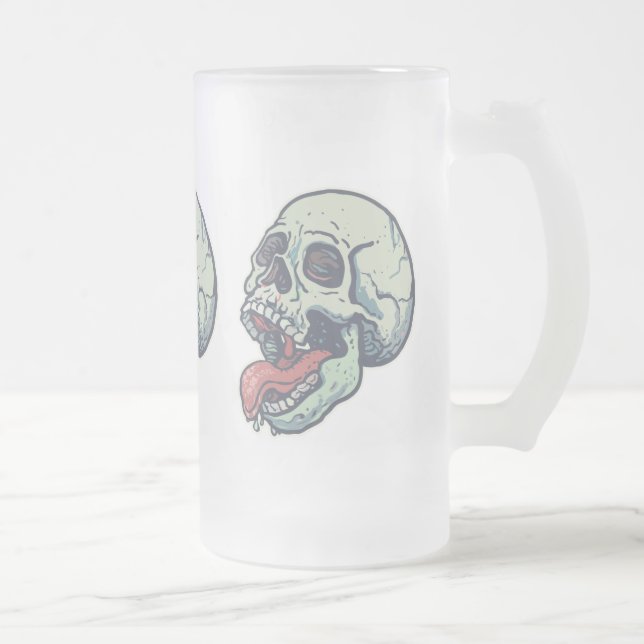 Schädel, der heraus Zunge haftet Mattglas Bierglas (Rechts)
