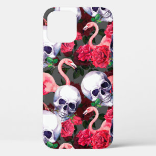 Schädel des Menschen mit Flamingo und rote Rose Bl Case-Mate iPhone Hülle