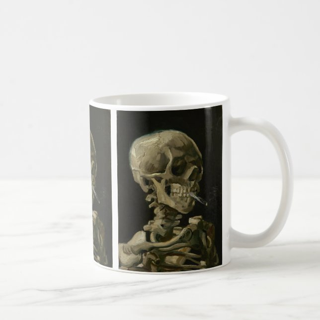 Schädel des Skeletts mit brennender Zigarette, Van Kaffeetasse (Rechts)