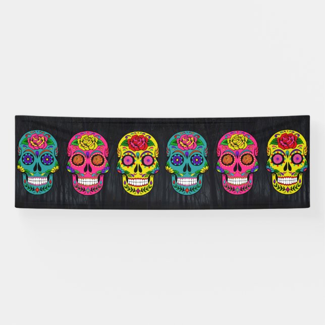 Schädel Día de Los Muertos Sugar Banner (Horizontal)