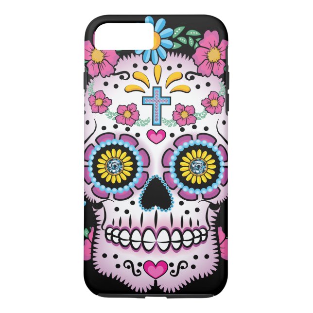 Schädel Dia de Los Muertos Sugar Case-Mate iPhone Hülle (Rückseite)
