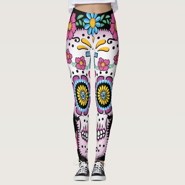 Schädel Dia de Los Muertos Sugar Leggings (Vorderseite)