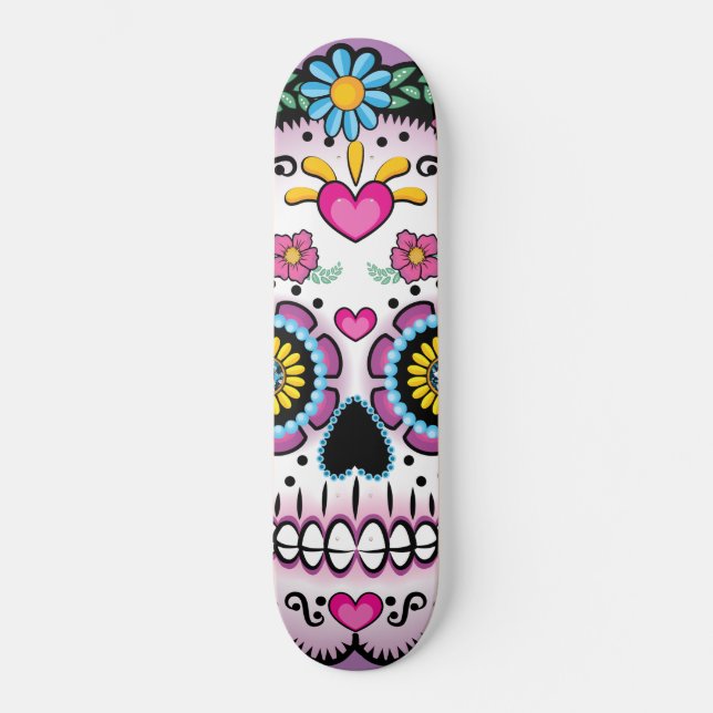 Schädel Dia de Los Muertos Sugar Skateboard (Vorderseite)