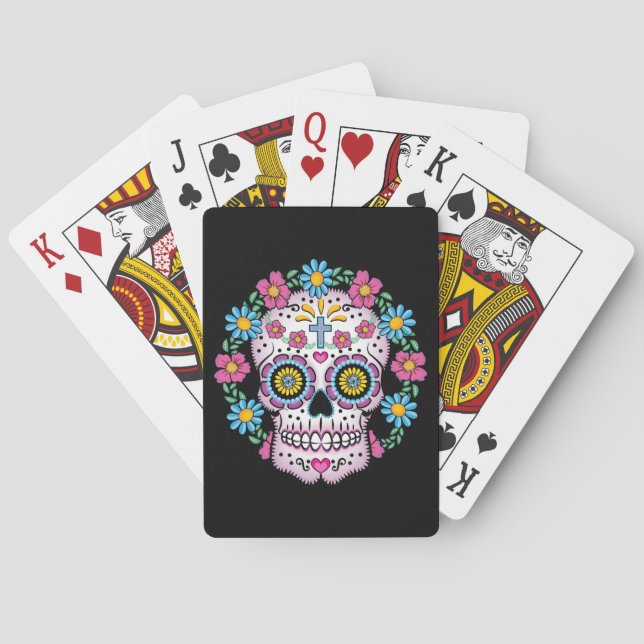 Schädel Dia de Los Muertos Sugar Spielkarten (Rückseite)