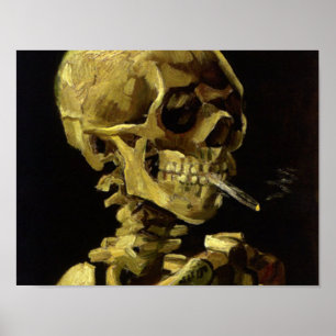 Schädel eines Skeletts mit brennendem Vincent Poster