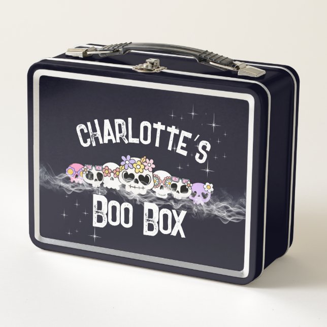 Schädel-Feier Boo-Box Old School Lunchbox (Vorderseite)