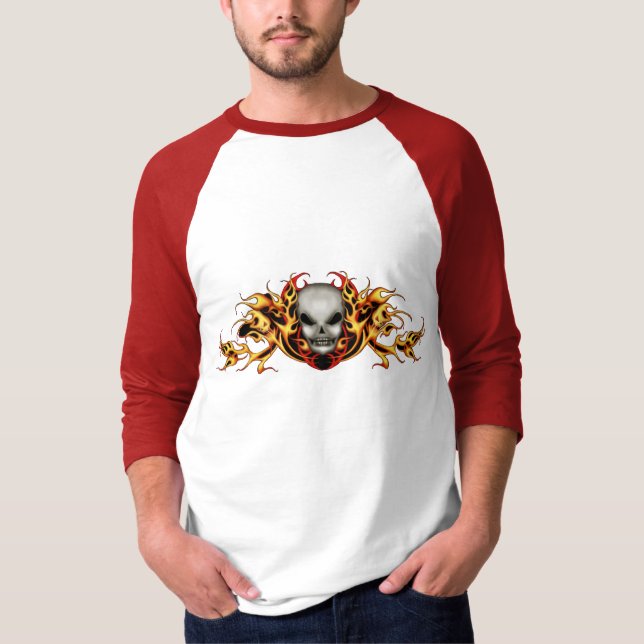 Schädel flammt T - Shirt (Vorderseite)
