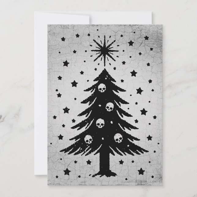 Schädel für Weihnachtsbaum Feiertagskarte (Vorderseite)