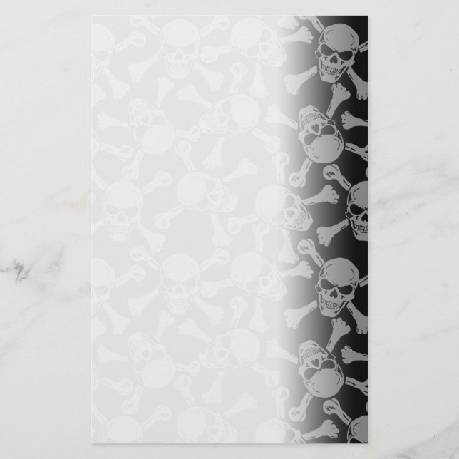 Schädel-gekreuzte Knochen Goth Felsen-Pirat Briefpapier (Vorderseite)