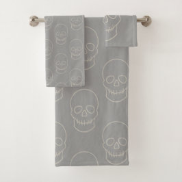 Schädel - Ghost Grau und Knochen Weiß Badhandtuch Set