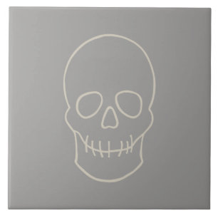 Schädel - Ghost Grau und Knochen Weiß Fliese