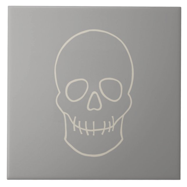 Schädel - Ghost Grau und Knochen Weiß Fliese (Vorderseite)
