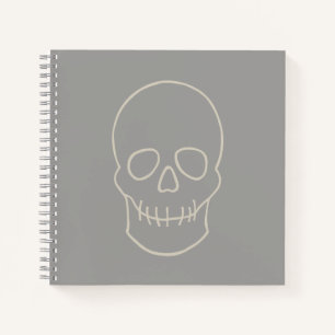 Schädel - Ghost Grau und Knochen Weiß Notizbuch