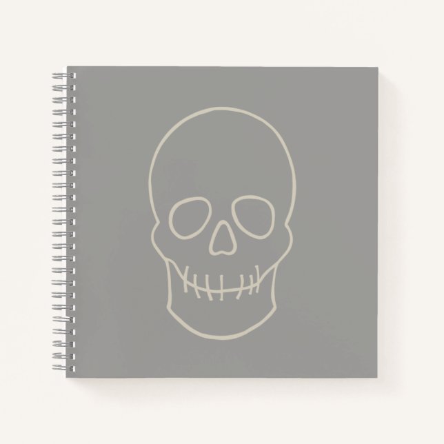 Schädel - Ghost Grau und Knochen Weiß Notizbuch (Vorderseite)