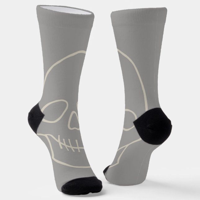 Schädel - Ghost Grau und Knochen Weiß Socken (Gewinkelt)
