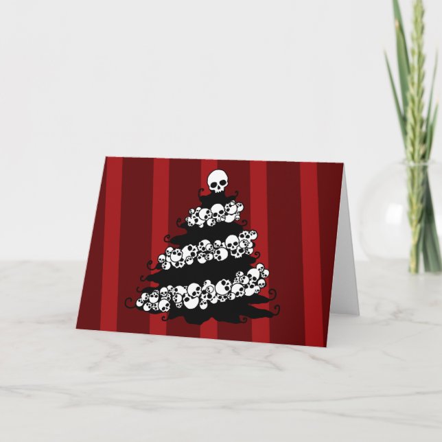 Schädel-Girlanden-Weihnachtsbaum Feiertagskarte (Vorderseite)