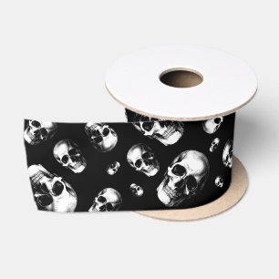 Schädel-gotisches Halloween-Hochzeits-Schädel-Ba Satinband