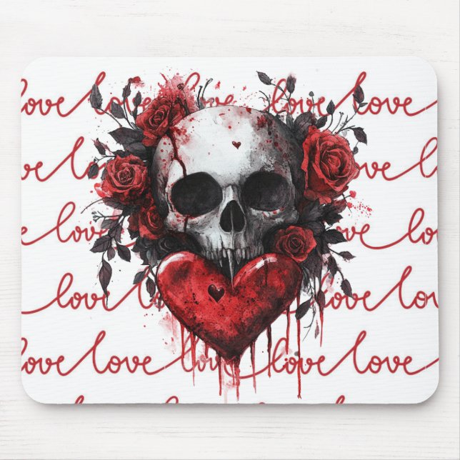 Schädel & Herz “Liebe” Mousepad (Vorne)