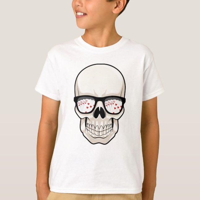 Schädel im Poker mit Sonnenbrille T-Shirt (Vorderseite)