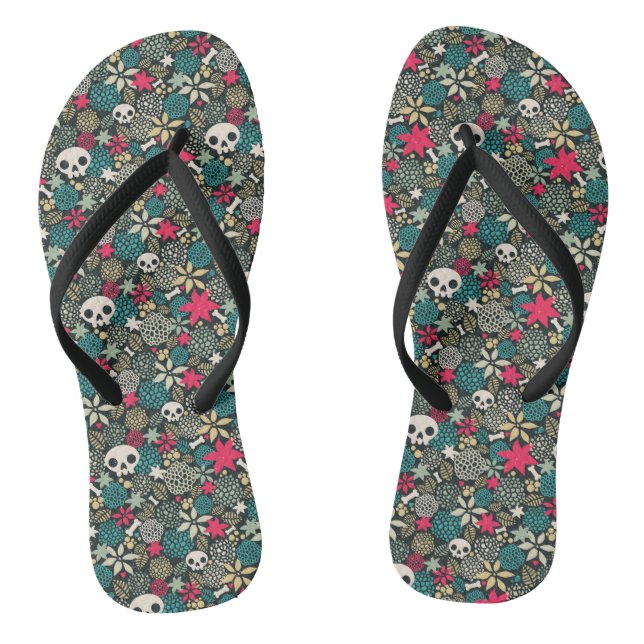 Schädel in Blume Flip Flops (Fußbett)