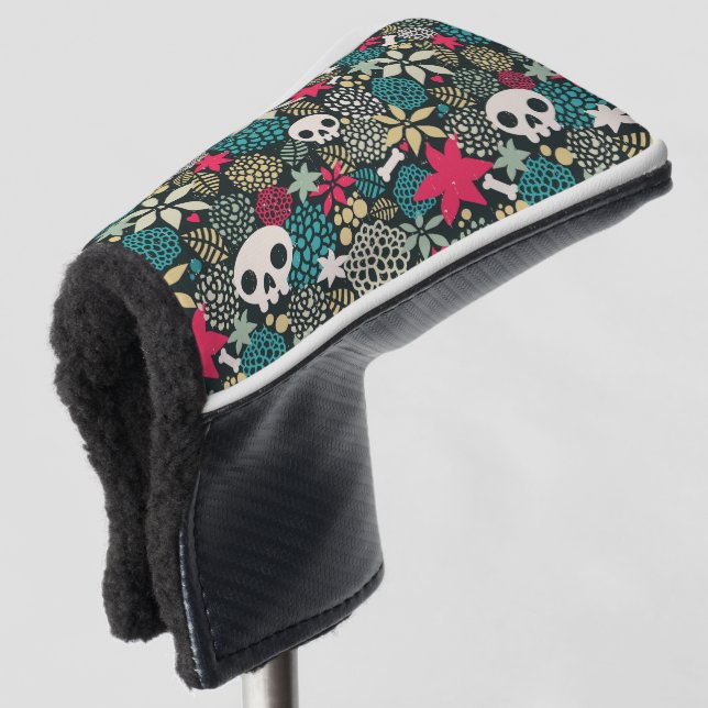 Schädel in Blume Golf Headcover (3/4 Vorderseite)