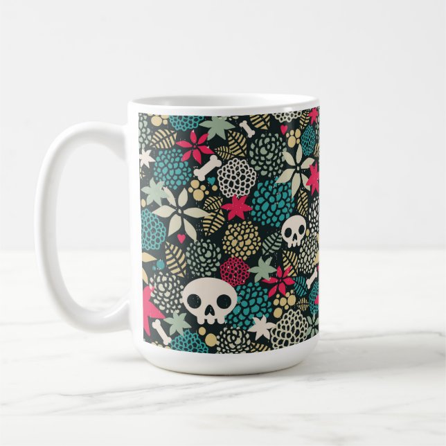 Schädel in Blume Kaffeetasse (Links)